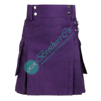 Ladies Purple Utility Kilt Skirt